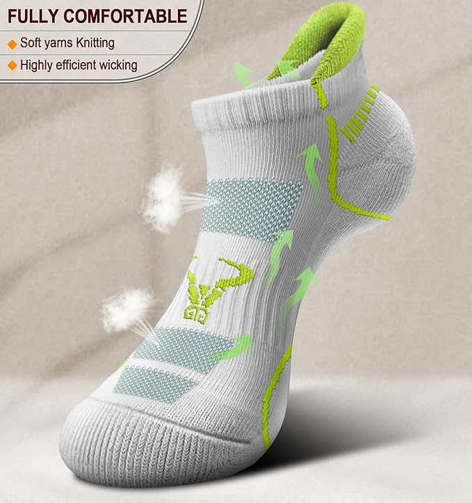 BULLIANT Men Running Socks,Active Ankle Socks No Show For Men With Cushioned Footbed Arch Support Breathable Wicking