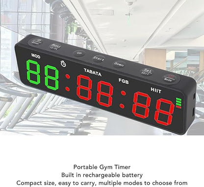 Gym Timer, Magnetic Gym Timer Clock, 1000mAh Rechargeable Workout Interval Fitness Digital Timer with Stopwatch for Home Garage Boxing