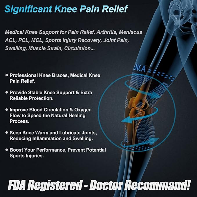 NEENCA 2 Pack Knee Braces for Knee Pain, Compression Knee Sleeves with Patella Gel Pad & Side Stabilizers, Knee Support for Meniscus Tear, Arthritis, Joint Pain, ACL, Runner, Workout