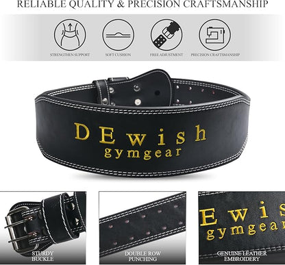 7mm Genuine Leather Weightlifting Belt, 4”& 6”Width, Double Prong Power Belt for Gym Bodybuilding, weightlifting, powerlifting, squats and deadlifts