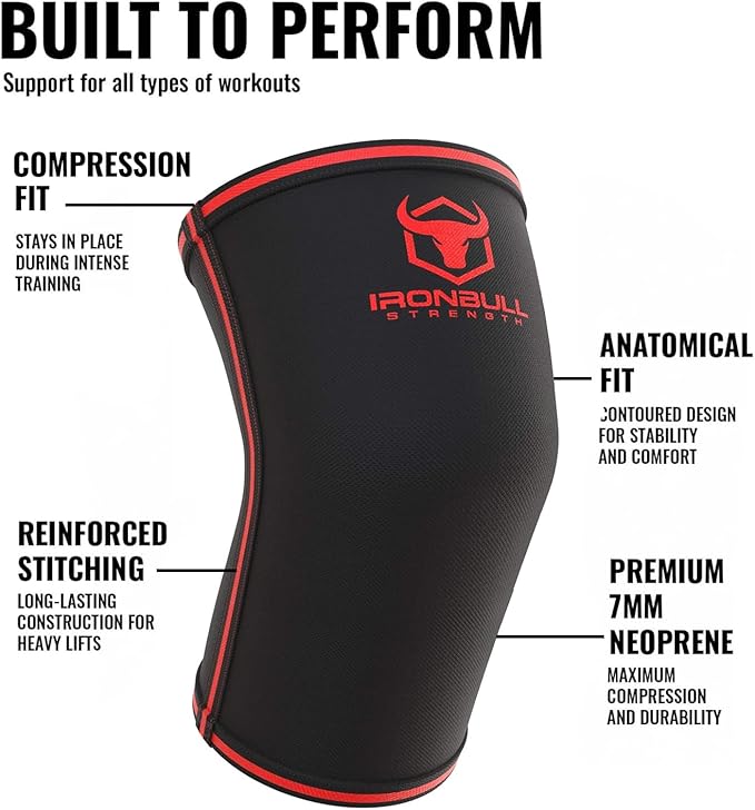Elbow Sleeves 5mm (1 Pair) - High Performance Elbow Sleeve Support for Weightlifting, Weight Training & Powerlifting - Best Compression Straps - for Men and Women (XX-Large, Black/Red)