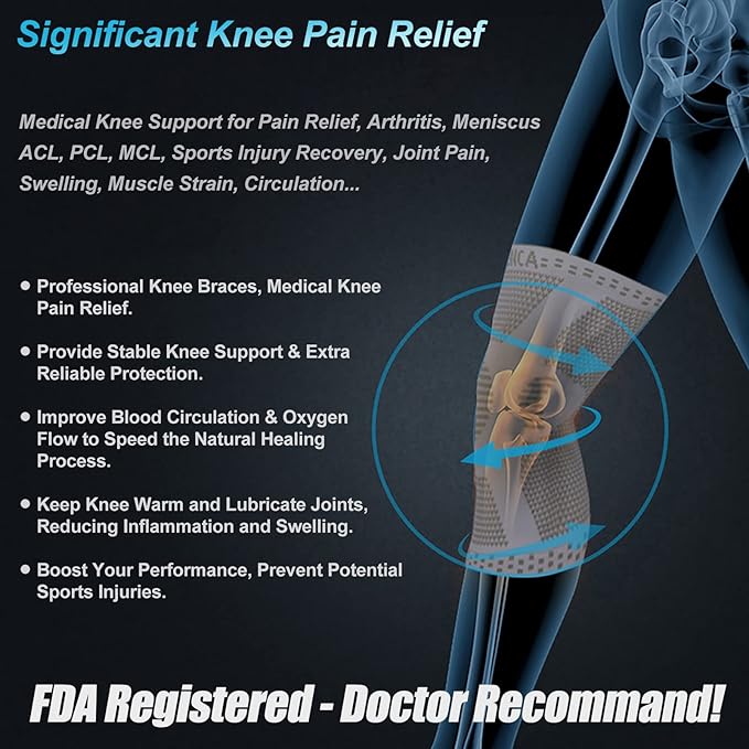NEENCA 2 Pack Knee Braces for Knee Pain, Compression Knee Sleeves with Patella Gel Pad & Side Stabilizers, Knee Support for Meniscus Tear, Arthritis, Joint Pain, ACL, Runner, Workout