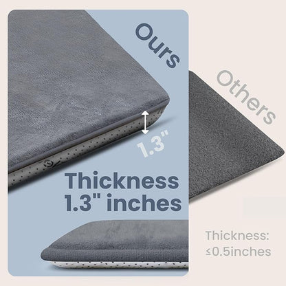 Huloo Sleep Baby Play Mat for Floor,1.3" Thick Elasti-Foam Large 59"×71" Playpen Mat,Non-Toxic Certified Water-Repellent Coral Velvet, Non-Slip Safe Crawling Mat for Tummy Time, Toddler & Infant (Dark Grey)