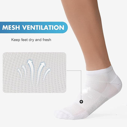 BAMBOO COOL Men's Athletic Ankle Socks Moisture Wicking, Anti-Odor Breathable Running Mesh Socks Arch Support, 8 Pack