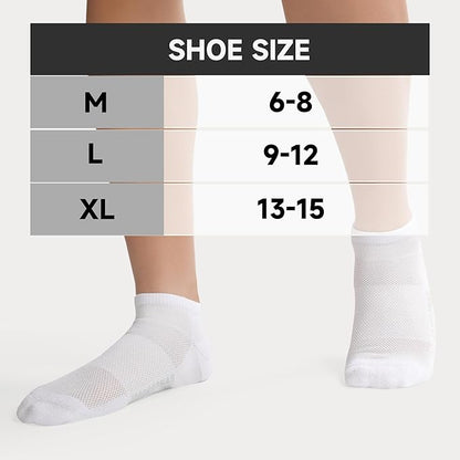 BAMBOO COOL Men's Athletic Ankle Socks Moisture Wicking, Anti-Odor Breathable Running Mesh Socks Arch Support, 8 Pack