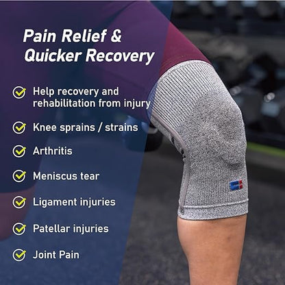 Comforband Premium Recovery Knee Compression Support – Germanium & Bamboo Charcoal Infused Knee Brace for Improved Circulation, Joint Stability, and Pain Relief (Medium)