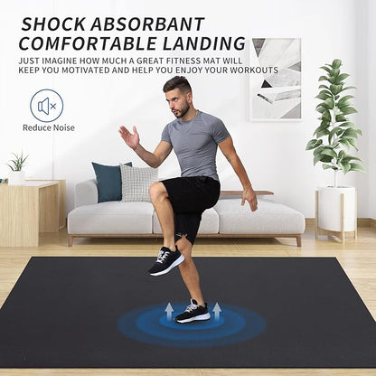 MRO Extra Large Exercise Mat 12'x7'/9'x7'/7'x7'/7'x5'(7mm), High-Density Workout Mats for Home Gym Flooring, Non-Slip, Extra Thick Durable Cardio Mat, Ideal for Plyo, MMA, Jump Rope - Shoe Friendly