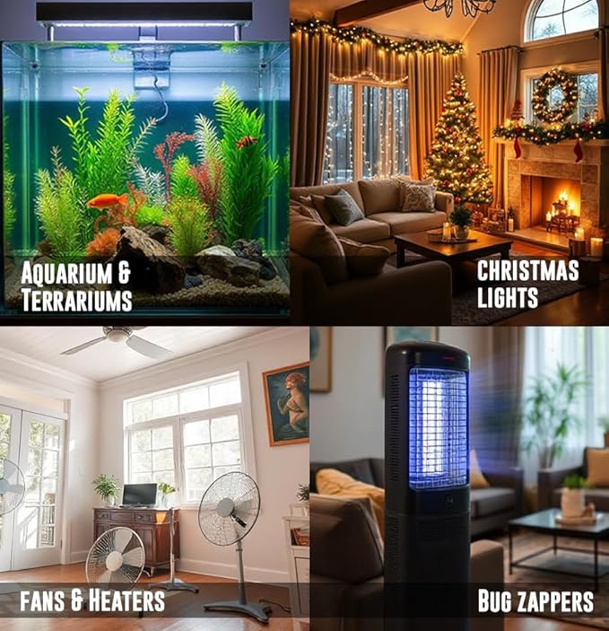 Dual Outlet 24 Hour 120V Mechanical Plug-in Timer Grounded, Wall Plug 3-Prong Outlet with On/Off Switch. Timer for Fans, Christmas Lights, Aquarium, Pins up and Down Program120-Volt