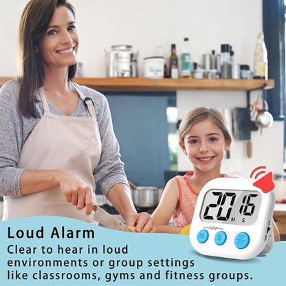 Lasubst Digital Kitchen Timers for Cooking, Magnetic Classroom Timers for Teachers Kids, Back to School Supplies Bulk (6 Pack, Black White)