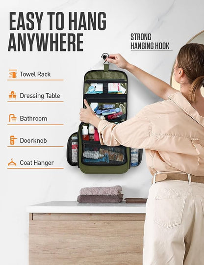 VENTURE 4TH Hanging Travel Toiletry Bag for Women & Men – Large Toiletry Organizer with 18 Compartments, Removable TSA Pouch, Travel Wash Bag for Toiletries, Makeup & Shaving Kit (Forest Green)