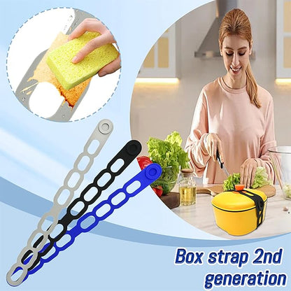 21.3 Inch Reusable Silicone Tie - Self-Locking Elastic Strap for Bento Box/Slow Cooker Lid/Pot, Multi-Use Organizer for Cords/Curtain/Yoga Mat/Camping Gear, BPA-Free & Dishwasher Safe (Blue 2PCS)