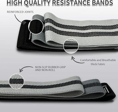 HIMESPORNER 9 PCS Fabric Resistance Bands Set for Working Out, Non-Slip Exercise Booty Bands for Women & Men Leg and Glutes with Hair Ties and Tape Measure - for Home Gym Workout, Yoga, Pilates