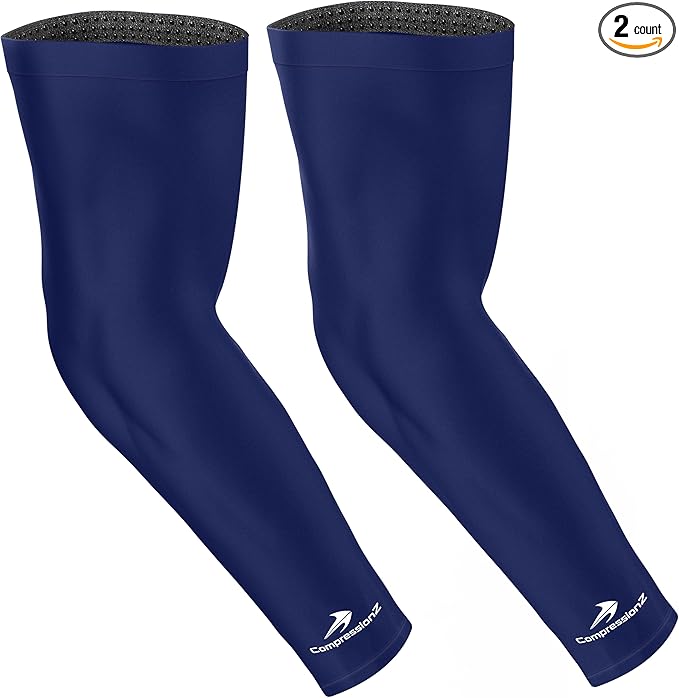 CompressionZ Compression Arm Sleeves for Men & Women| Cooling UV Sun Protection Elbow Pain Relief for All Sports and Recovery