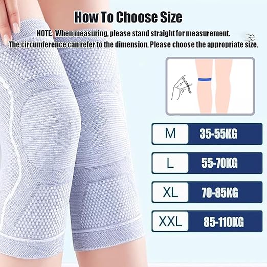 Compression Knee Sleeve for Men Women - Bamboo Charcoal Elastic Knee Braces Pads Warmers Protective Knee Support for Arthritis and Runners (Gray, Medium)