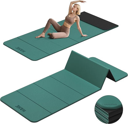 HAHE 7-Fold Design Extra Thick Yoga Mat 72"L x 24"W x 0.47",TPE Fitness Exercise Mats, Non-Slip Foldable Yoga Mat, High Density, Portable for Men & Women, Yoga, Pilates, Home Gym