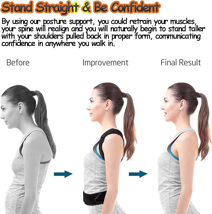Posture Corrector for Women and Men, Adjustable Back Straightener Posture Corrector,Upper Lower Back Brace Support Belt for Men Women Body Neck Shoulder Trainer (XL, Grey)