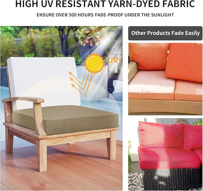 Easy-Going Waterproof Patio Cushion Covers 20x18x4 inch 4 Pack Replacement Non-Slip Outdoor Seat Cushion Slipcover with Zipper. Camel