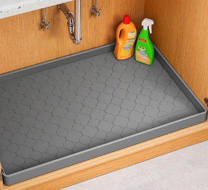 Jin&Bao Waterproof Under Sink Mat 37" x 19", Thick Silicone Mat Cabinet