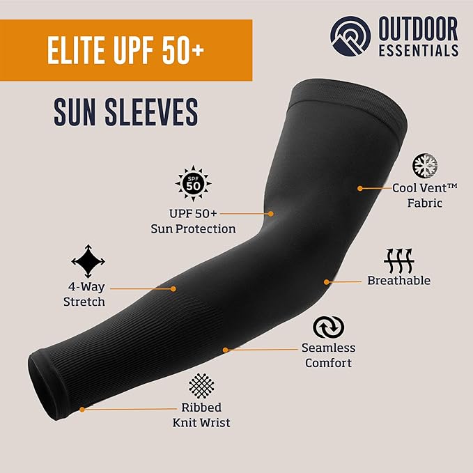 OutdoorEssentials UV Sun Protection Arm Sleeves - Compression Arm Sleeve, UV Arm Sleeves Men, Women - Golf Cooling Sleeves