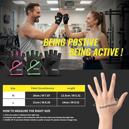 Workout Gloves Women, Exercise Gloves with Wrist Wrap Support, Gym Gloves for Weight Lifting with Full Palm Protection, Extra Grip for Fitness, Pull Ups