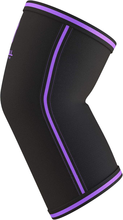 Elbow Sleeves 5mm (1 Pair) - High Performance Elbow Sleeve Support for Weightlifting, Weight Training & Powerlifting - Best Compression Straps - for Men and Women (X-Small, Black/Purple)