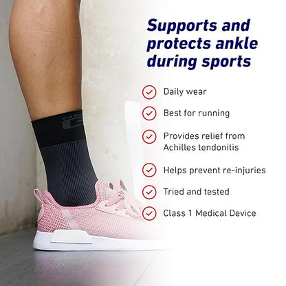 Neo-G Airflow Ankle Compression Sleeve - Sports, Daily Wear - Compression Ankle Brace, Tendonitis Support, Compression Ankle Support for Weak Ankles and Joint Pain - Airflow - S - Black