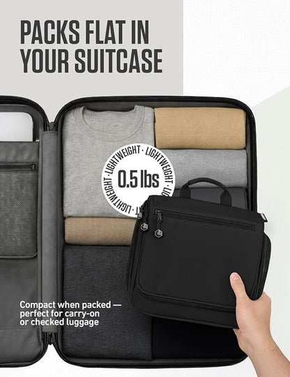 VENTURE 4TH Hanging Travel Toiletry Bag for Women & Men – Large Toiletry Organizer with 18 Compartments, Removable TSA Pouch, Travel Wash Bag for Toiletries, Makeup & Shaving Kit (Black)