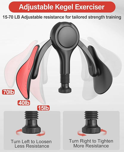 Pelvic Floor Exercise Devices Kegel Exerciser Muscle Trainer 15-70lbs Adjustable for Women/Men, Inner Thigh Exerciser Hip Abductor Machine with Resistance Band, Leg Workout