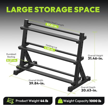 HANDBODE Hex Dumbbell Set with Rack, 300-840 lb Rubber Coated Fixed Weights Sets with Heavy Duty Storage Stand, Hexagon Shape for Stable Placement, Home Gym Equipment for Strength Training