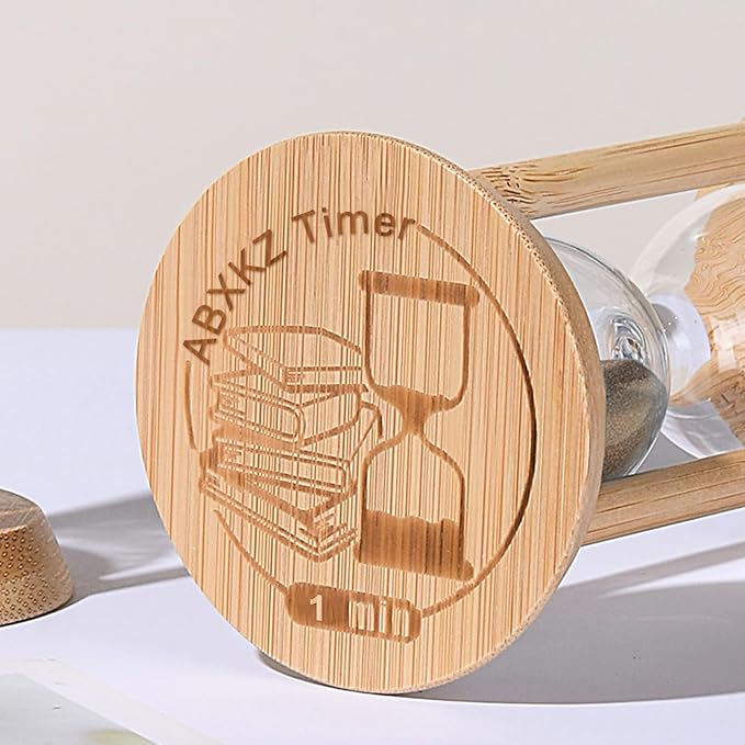 1 Minute Sand Timer,Mini Hourglass 1 Min,Small Wooden Frame Sandglass,Brown Sand Watch for,Desk Decor Classroom,Baking,Game