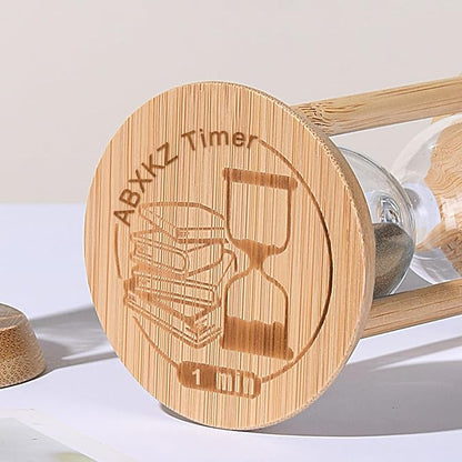 1 Minute Sand Timer,Mini Hourglass 1 Min,Small Wooden Frame Sandglass,Brown Sand Watch for,Desk Decor Classroom,Baking,Game