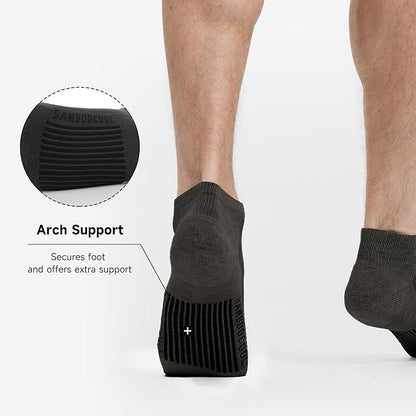 BAMBOO COOL Men's Athletic Ankle Socks Moisture Wicking, Anti-Odor Breathable Running Mesh Socks Arch Support, 8 Pack