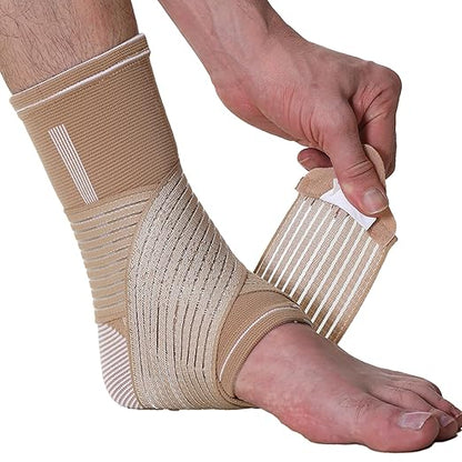 NeoTech Care Adjustable Ankle Support Brace (Beige, Size M, 1 Unit)
