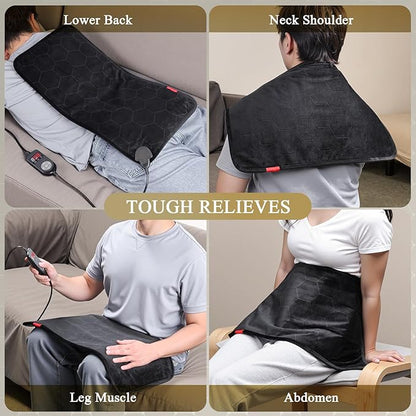 Extra Hot Heating Pad: 2X Graphene Max 160℉ Electric Heating Pad for Back Neck Shoulders Leg - Fast Deep Relief for Men Father Husband in Winter - 4H Auto Off 12" x 24"