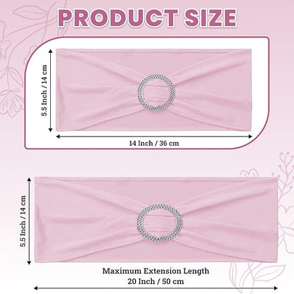 MDS Pack of 250 Spandex Chair Sashes Bows Universal fits Elastic Stretch Chair Bands Ties with Buckle Slider Bow for Wedding Decoration Spandex Slider Sashes Bow - Blush Pink