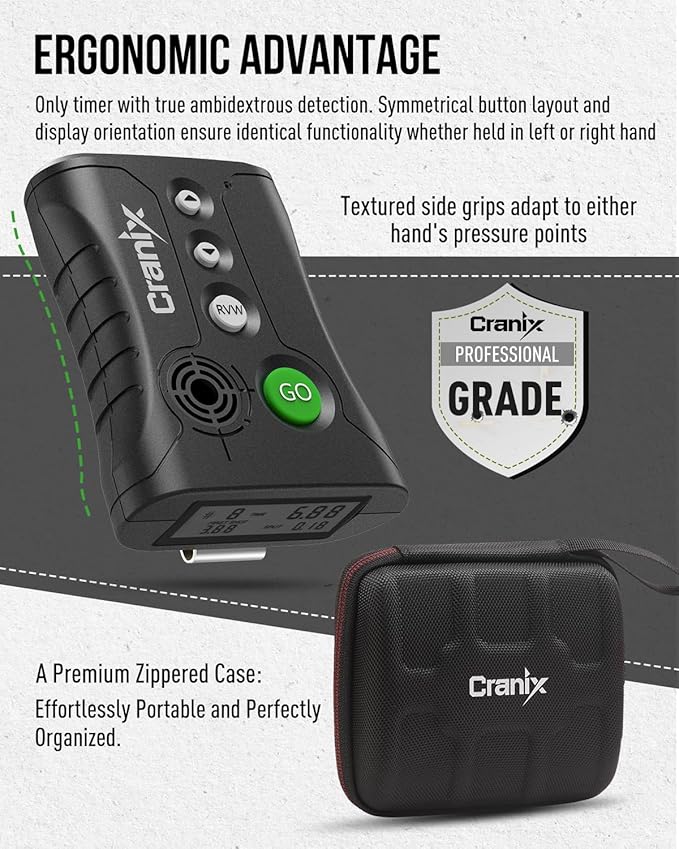 Professional Shot Timer for Shooting Competition, 0.01s Precision Tactical Training Shot Timers with Loud Buzzer, Enhanced Detection & Long Battery Life & 4 Modes Green