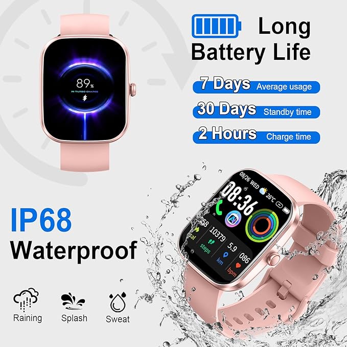 uaue AI Smart Watch with ChatGPT, 1.91" Bluetooth Calling Smartwatch for Men Women, 110+ Fitness Modes Activity Tracker, Sleep/Heart Rate/Calorie Monitor, IP68 Waterproof Step Counter for Android iOS