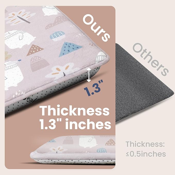 Baby Play Mat for Floor,1.3" Thick Cushioned Playpen Mat 50"x50",Extra Soft Elasti-Foam,Water Repellent Coral Velvet,Non-Slip for Crawling&Tummy Time,Infant Toddler Kids Nursery Rug(Polar Bear)
