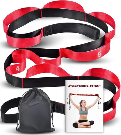 Acozycoo Stretching Strap with Loops for Physical Therapy,Yoga Strap for Stretching,Home Workout,Pilate & Flexibility Training,Non-Elastic Exercise Stretch Band for Hamstring,Leg Stretcher Belt,Flexibility Fascia