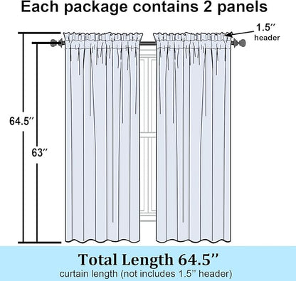 Simplebrand Cream Sheer Curtains 63 Inch Length 2 Panels, Rod Pocket Solid Color Window Sheer Curtain Panels, Elegant Curtains & Drapes for Living Room, Bedroom 2 Panels (Cream, 42" W x 63" L)