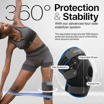 Knee Brace for Women and Men – Knee Compression Sleeve for Meniscus Tear, ACL, Arthritis Pain Relief, Patella Pad & Side Stabilizers – Please Check How To Size Video (Blue, Large)