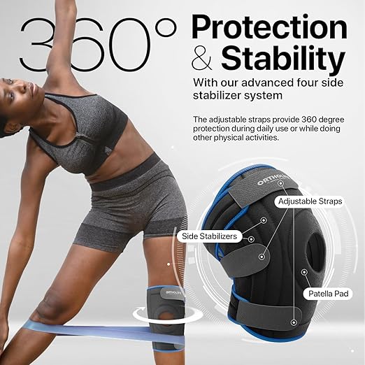 Knee Brace for Women and Men – Knee Compression Sleeve for Meniscus Tear, ACL, Arthritis Pain Relief, Patella Pad & Side Stabilizers – Please Check How To Size Video (Blue, X-Large)