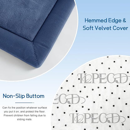 Baby Play Mat for Floor Nursery Rug Muscle Mat Area Rug Playroom Rug 47"x47" Playpen Mat Memory Foam 1.3" Thick Crawling Mat for Babies,Toddlers, Infants, Kids,Sapphire Blue