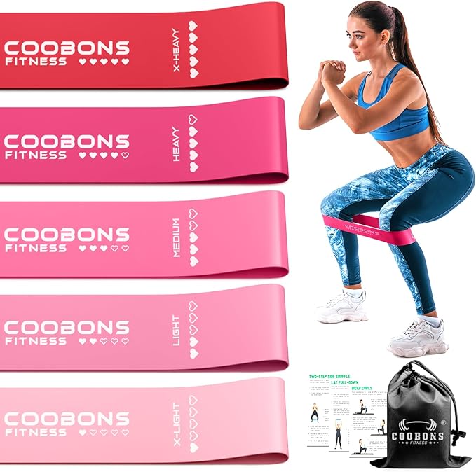 Resistance Bands for Working Out, Exercise Bands Resistance Bands Set with 5 Resistance Levels, Latex Loop Bands for Women Men, Workout Bands for Legs, Glutes, Strength Training, Yoga, Home Gym