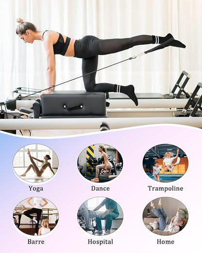 yeuG Pilates Socks for Women Non Slip Grip Socks for Yoga, Barre, Hospital, Barefoot Grippy Yoga Sock Womens Gifts 4 Pairs