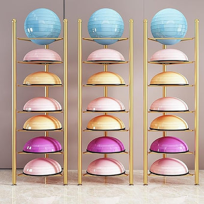 Floor Stand Storage Organizer for Balance Balls - 3/5/6/7 Tier Rack for Home Gym - Ideal for Bosu, Slam Balls, and Medicine Balls