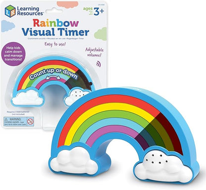 Learning Resources Rainbow Visual Timer - Time Management for Children, Audio and Visual Alarms, Schedule for Kids, Social Emotional Learning Skills, Countdown for Teachers, Classroom Must Haves
