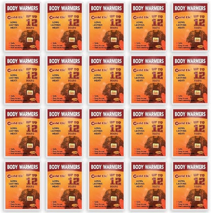 WORLD-BIO Body Warmers for Cold Weather, Heat Warmer Patch Disposable with Adhesive Backing Gives Hours Warm - 12/20/32/40 Packs, Hand Warmers Long Lasting Safe Natural Odorless