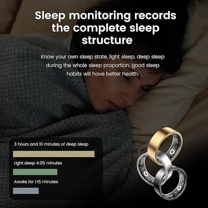Smart Ring Health Tracker, Sleep&Exercise Monitor Heart Rate,Blood Oxygen,Fitness Trackers for Man&Women -Long Lasting Batteries,Waterproof Sleep Tracking Wearable (Rose Gold, 12)