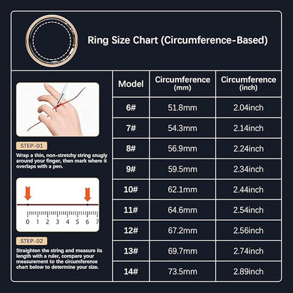 FKGZJF Smart Rings for Women Men, Fitness Ring with Heart Rate, Blood Oxygen, HRV, Stress, Sleep Tracker, Step Tracker, No Subscription Fee, lP68 Waterproof Smart Ring for iPhone & Android (Gold 8#)